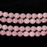 Rosakvarts perler. Naturlig. 6 mm streng. Grade A